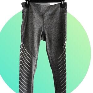Jockey leggings, women's size S, gray with silver diagonal stripes